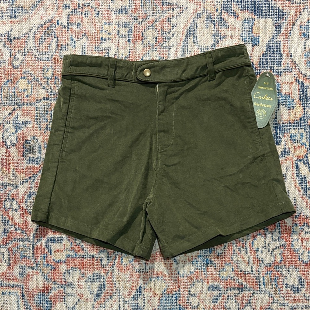 Cadets Boys Corduroy Shorts in Green SZ 12-14 (28-31” Waist) NWT